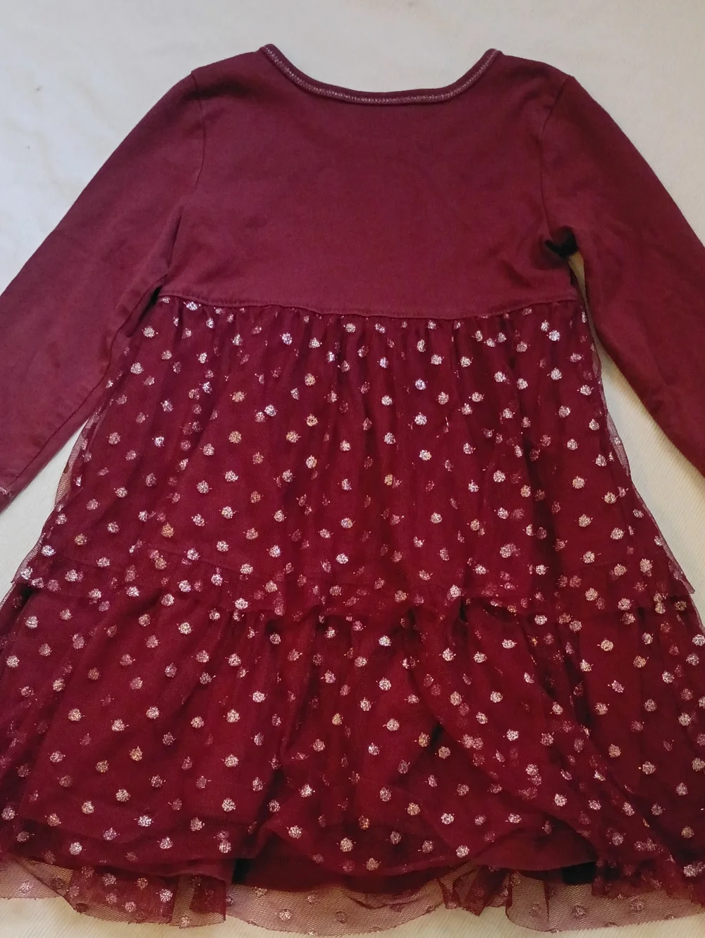 Hanna Andersson Burgundy Long-Sleeve Tulle Dress